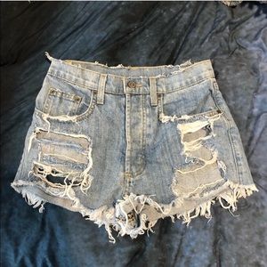 LF CARMAR distressed denim shorts